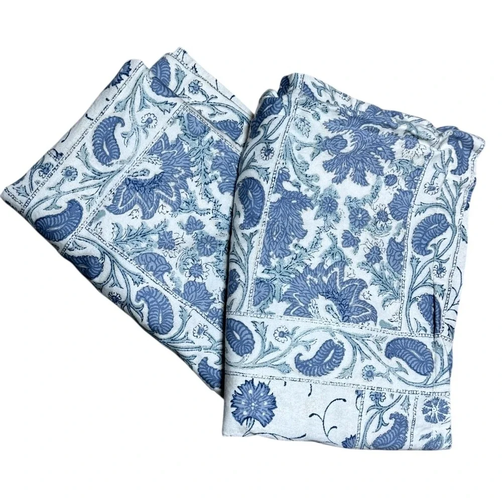 Lauren Ralph Lauren Callen Blue White Paisley Cotton Pillow Shams Set 2 Standard